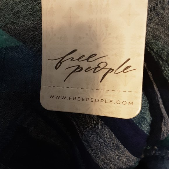 Free People We the Free Blue Plaid Cotton Cami Sleeveless Top Size Small - Picture 14 of 16